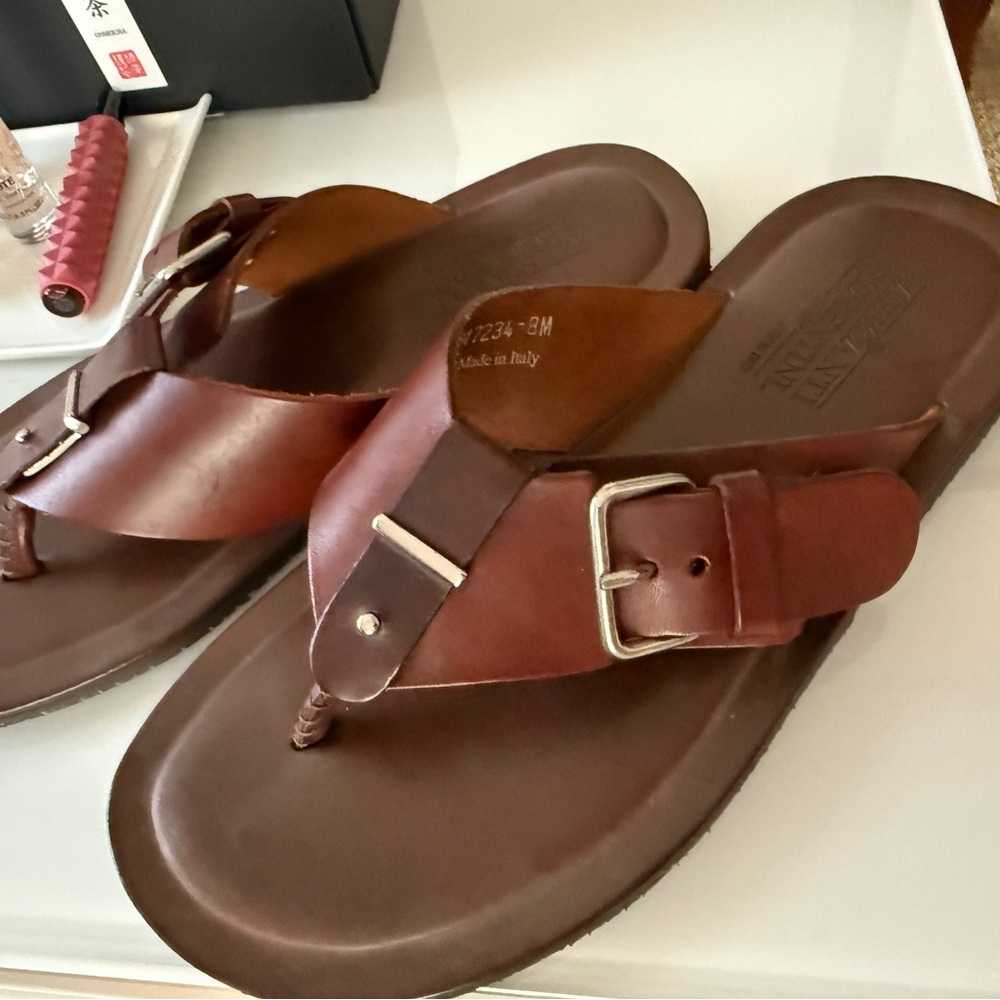 Mercanti Fiorentini Brown Leather Thong Sandals